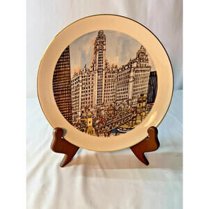 1973 Chicago Collection Plate Wrigley Building Franklin McMahon Signed